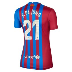 Camisola FC Barcelona F.De Jong 21 Mulher Equipamento Primeiro 2021-2022 Manga Curta